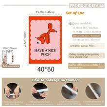 1pc, Canvas Hanging, Framed, Wall Arts, Posters, Modern, Pretty Poop Print • Funny Balloon Dog Bathroom Print • Orange Pink Toilet Wall Art • Playful Funky Aesthetic Print • Girly Aesthetic Art, Home Decor, Bathroom Decor - Multicolor - View 17