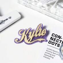 1pc Customizable Acrylic Brooch, Name Customization, Double-Layer Glitter Color Combo, Clothing/Bag Accessory, Mother's Day Gift, Suitable For Family, Friends, Lover