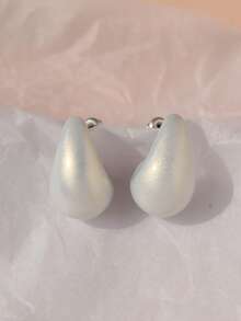 2pcs Europe-America Style Simple Geometric Teardrop-Shaped Ccb Earrings, Eardrops, Ear Decorations - Earrings - View 7