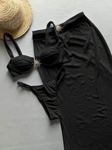 3pcs/Set Sexy European Style Women Bikini Swimsuit, Summer