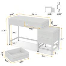 Vanity Desk With 5 Drawers, Modern Makeup Dressing Table With Reversible 3-Drawer Storage, Space-Saving Beauty Station For Bedroom (Mirror Not Included) - trắng - Xem 5