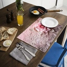 1pc/4pcs/6pcs Beautiful Flower Pattern Linen Table Placemats, Suitable For Dining Table, Seasons All Year Round, Modern Washable Placemats For Room Decor, Table Runners, Coasters, Kitchen Dining Table Mats, Party Decorations, Home Decor, Perfect Gift