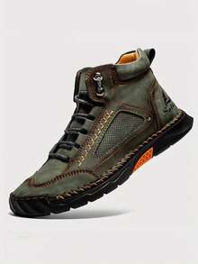 Salkin Botas de tobillo de moda cosidas a mano para hombre, zapatos casuales con cordones, resistentes al deslizamiento y transpirables, con Top de PU, aptos para deportes al aire libre, conducción diaria, uso en primavera, otoño e invierno. Disponibles en azul, negro, verde, caqui y dorado. Tallas grandes para hombre 45, 46, 47, 48