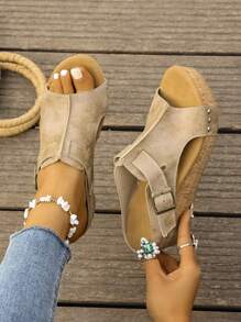 RALSWNAY Sandálias Peep-Toe de Salto Alto Bloco Grosso, Fashion Feminina, Antiderrapantes, Chinelos de Praia, Adequados para Atividades ao Ar Livre, Sandálias Anabela Peep Toe Plus Size, Novo Lançamento, Sapatos Romanos de Tira Cruzada e Plataforma à Prova d''Água