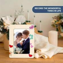 Set de 21 piezas de kit de manualidades para pintar marcos de fotos DIY, artesanía manual de madera DIY, productos colaborativos para parejas y familias. Un gran regalo de cumpleaños que incluye 5 marcos de fotos de madera sin terminar, 12 rotuladores de acuarela miniatura y 4 pegatinas de diamantes de cristal para marcos de fotos DIY - Adecuado para todas las estaciones y festividades.
