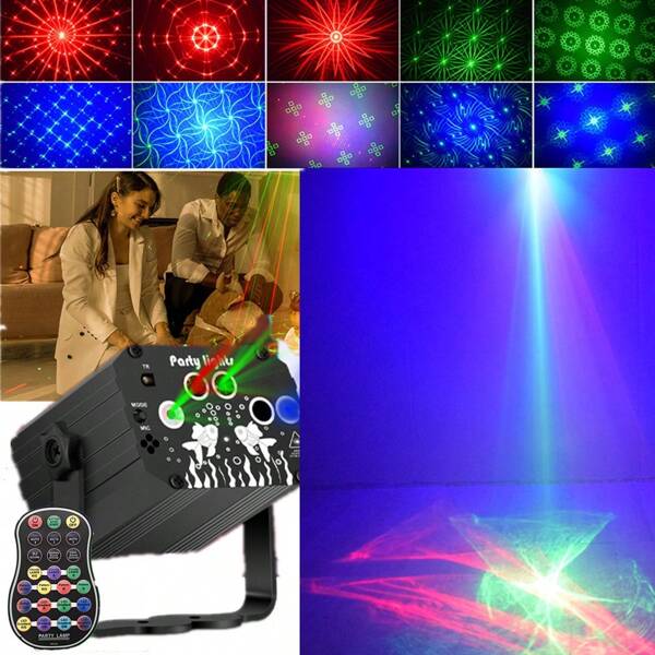 DJ Party Lights Stage Lights Northern Lights Effects RGB Voice-Activated Disco Strobe Lights With Remote Control - Music Performance Projector Karaoke Club KTV Dancers Home Party Indoor/Outdoor Birthday Holiday Decorative Lights Bundy Dance Ambiance Lights