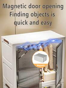 免安装收纳柜，简易衣柜家用衣物收纳柜，儿童塑料衣柜，可折叠储物柜 - 彩色 - 查看 8