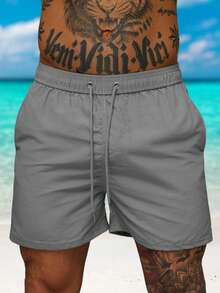 Men's Casual Basic Beach Shorts, Fashionable And Suitable For Daily Wear, Breathable - Grey - View 2