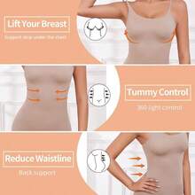 Womens Tummy Control Shapewear Tank Tops Soft Shaping V-Neck Compression Tank Tops Body Shaper Camisole - Beige - View 8
