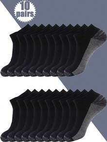 20/10/5/1 Pairs Plain Color Contrast Thick Sports Ankle Socks, Outdoor Running Fitness Sweat-Absorbent Breathable Low-Cut Socks - Multicolor - View 20