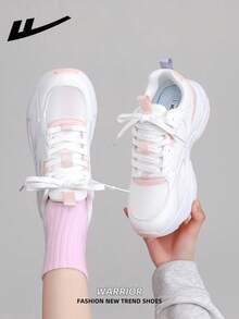 WARRIOR Women's Lace Up Design Skateboard Sneakers, Low-Top Casual Outdoor Flat Breathable Slip-On Shoes, Versatile Summer Lightweight Skateboard Inspired Fashion Comfortable Canvas Sneakers, Thick Sole Canvas Athletic Shoes For Streetwear - White Powder Purple - View 6