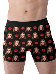 Custom Face Boxers For Men Boyfriend Personalized Boxer Briefs With Heart Design Funny Cute Adorable Unique Custom Underwear Gifts For Husband Him Wedding Gift Valentine's Day Anniversary Birthday Christmas Holiday Novelty Cozy Colorful Printed Face Boxer Shorts Funny, Custom, Unique, Customized, Personalized, Ideal Gifts For Him, Ideal Gifts For Her, Boyfriend, Girlfriend, Family, Friends, Her,Chic Autumn,Urban Gala - Black - View 4