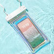 1 pièce Sac de téléphone étanche à l'épreuve des chutes avec airbag laser. Sac de téléphone étanche pour la plongée, la natation et les activités de plein air. Étui de téléphone tactile transparent. Accessoires de plage, accessoires de voyage, essentiels de plage, flotteur de piscine