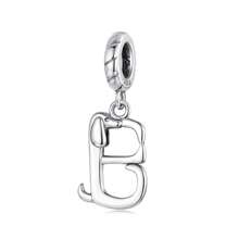 1 PC 925 Sterling Silver Cute Dachshund Shaped Letter Charm Pendant For Charm Bracelet, Alphabet Initial Beads Jewelry