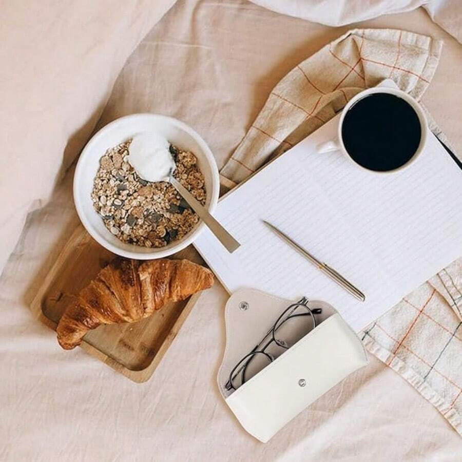 Portable PU Leather Lightweight Protective Eyeglasses Case, Flexible Sunglasses Bag Suitable For Women And Men, Horizontal Style, Solid Color For All Seasons