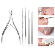 Kit de Cuidados com as Unhas, Cortador de Cutículas, Alicates de Cutícula, Kit de Remoção de Unhas Encravadas, Kit de Cutículas em Aço Inoxidável, Alicates de Cutículas, Empurradores de Cutículas, Kit de Manicure, Kit de Pedicure