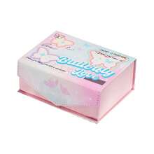 Caja de tarjetas de PU con diseño de mariposa de la suerte, caja de almacenamiento de tarjetas pequeñas de gran capacidad con tapa abatible para tarjetas de presentación