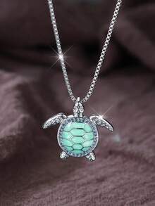 Tsnamer 1 Vintage And Cute Turtle Pendant Necklace, Adorned With Green Enamel And Cubic Zirconia, Perfect For Women And Girls, In A Stylish Nautical Style - Turtle - View 6