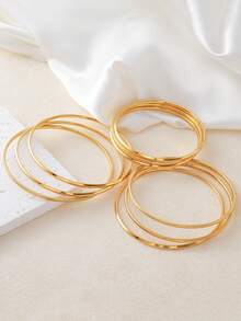 3 chiếc vòng tay mỏng 2,5mm, vòng tay viền xiên mạ vàng 18k mờ, phong cách thời trang tối giản, dành cho cả nam và nữ khi đi câu lạc bộ/tiệc tùng, 3 kích cỡ - Vàng - Xem 3