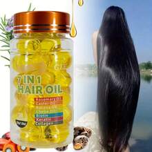 GZE 7-IN-1 Hair Oil Enriched With Rosemary Oil Castor Oil Batana Oil Chebe Oil Biotin Keratin Collagen Hydrating Smoothing Frizz ​Preventing Split Ends Anti-Breakage Heat Protection Lightweight Formula - Gold - View 6