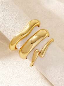 1 Set/1 pieza Elegante y delicado brazalete metálico de onda dorada con forma de gota de agua, de moda y elegante, adecuado para la calle, viajes, actividades en equipo, fotografía callejera, eventos formales, regalo de graduación