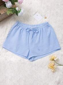Sunny Girly Autumn Women's Back To School Stripe Print Tether Minimalist Everyday Shorts