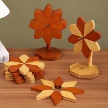 Complete Set Of Wooden Windmill, Heat-Resistant Coasters, Insulation Pad, Foldable Heat-Insulating Table Mat Decorations, Suitable For Household Use