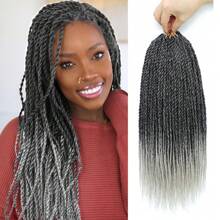 1/8 Packs Senegalese Twist Crochet Hair 14/18 Inch Crochet Hair, Small Twist Crochet Braids Hair Hot Water Setting, Pre-Looped Crochet Braiding Hair
