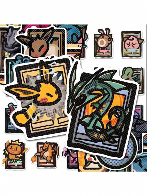 pokemon 48pcs Cartoon Pokemon Sticker, Suitable For Phone Cases, Luggage, Notebooks | Super Adorable & Versatile Stickers | Cute & Personalized Waterproof Stickers | Cartoon Peripheral Gift Recommendation