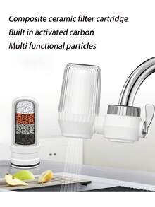 1pc - Home Kitchen Water Pre Filter, Splash Proof Ceramic Activated Carbon Direct Drinking Water Purifier, Ceramic Filter Element, Multifunctional Filter, Household Faucet Filter, Filtered Tap Water, Activated Carbon, Residual Chlorine Removal, Mixing Valve, Shower Head, Water Purifier