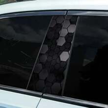 2 pièces Ensemble d'autocollants de montant B de voiture sur le thème de la science-fiction - Matériau vinyle, finition semi-mate, facile à appliquer et imperméable, motif nid d'abeille hexagonal, facile à remplacer, accessoires de voiture jetables, cadeau parfait, convient à tous les modèles de voitures - Accessoires automobiles et décorations de vacances pour tous les véhicules