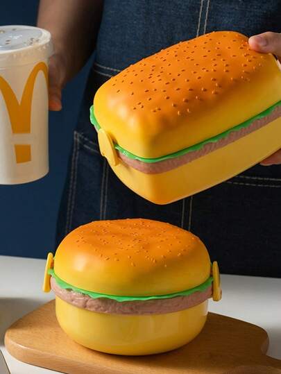 1 ชิ้น กล่องใส่อาหารกลางวันแบบหลายชั้นรูปแบบ Hamburger ฉนวนกันความร้อนสองชั้น เหมาะสำหรับเก็บผลไม้ ผัก สลัด แซนด์วิช ขนม และสิ่งต่างๆ ในสำนักงาน โรงเรียน ค่ายพักแรม และปิคนิก อุปกรณ์และเครื่องใช้โรงเรียน ของขวัญสำหรับฤดูจบการศึกษา กล่องข้าวรูปร่างแฮมเบอร์เกอร์วงกลม กล่องอาหารกลางวันพลาสติก กล่องเบนโตะรูปแบบเค้กน่ารัก กล่องข้าว นักเรียน การ์ตูนเด็ก ชุดอุปกรณ์บนโต๊ะอาหาร