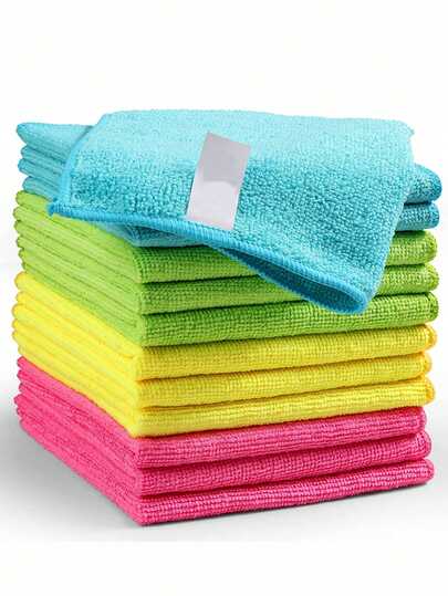 4pcs/Set Random Color Ultra-Soft Microfiber Cleaning Cloths, 11.5 X 11.5 Inches Home Bathroom Decor Back To School For Beauty Salon Home Bathroom