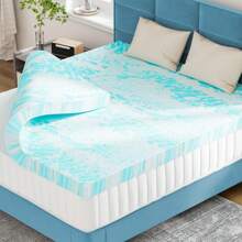 Cooling Gel Memory Foam Mattress Topper - Pressure Relief & Back Pain Support - Ventilated Design With CertiPUR-US Certified Foam (Twin/Twin XL/Full/Queen/King)