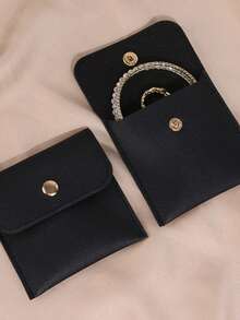 PU Leather Button Jewelry Pouch, Jewelry Packaging Bag, Ring Storage Bag, Jewelry & Pearls Packaging & Storage Case For Rings, Earrings, Bracelets, Flip Cover