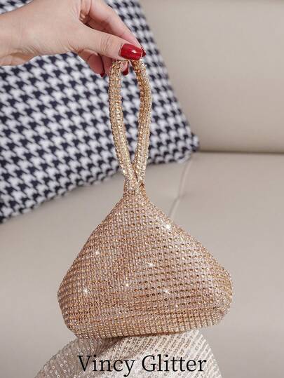 带钻石装饰的迷你派对手拿包，适合鸡尾酒会的优雅手提包，精致的女士手提包口红零钱包，多功能小手提包