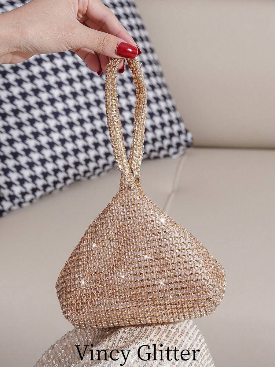Ví cầm tay dự tiệc mini có họa tiết kim cương, túi xách thanh lịch cho tiệc cocktail, ví đựng son môi thời trang tinh tế cho nữ, túi xách đa năng và nhỏ gọn - Rượu sâm banh - Xem 1