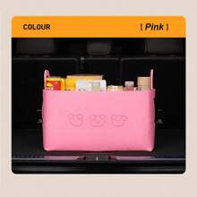 Foldable Car Trunk Storage Box, Cartoon Bear Design, Large Capacity Felt Storage Basket, Auto Organizer