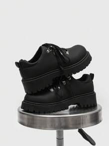 Chaussures de ville à bout rond rétro avec semelle épaisse pour hommes, chaussures de soirée à lacets de style britannique pour hommes, mariage, mode, chaussures  casual