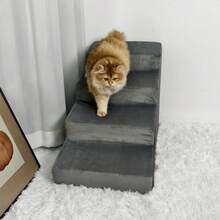 BingoPaw Dog Stairs Pet Ramp 3/4 Step Small Pet Cat Dog Steps For High Bed Sofa Couch, Non-Slip, Washable - Grey - View 6