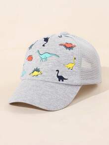 1pc Toddler Baseball Cap, Dinosaur Print, Unisex, Suitable For 0-8 Years Old Children - Light Grey - View 6