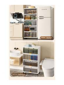 1pc Flip Cover Multi-Purpose Transparent Plastic Storage Cabinet, Organizer Box For Snacks, Underwear, Household Items