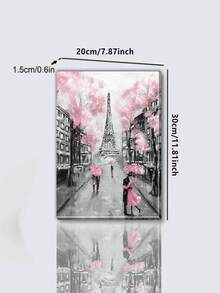 1pc Tower & Figure Graphic Framed Painting,Wall Art,Canvas,Poster Gifts Birthday Graduation - Multicolor - View 6