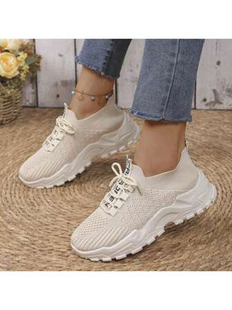 Women's Casual Breathable Running Shoes, Soft Sole & Textile Upper, New Style Versatile Korean Fashion Sneakers
