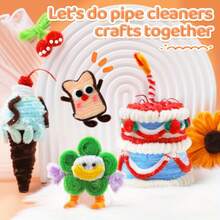201pcs Pipe Cleaner Craft Set, Includes 200pcs Pipe Cleaners And 1pc Glue Stick, Bulk Pipe Cleaners Craft Supplies For DIY Art & Creative Crafts Decoration - 彩色 - 查看 7