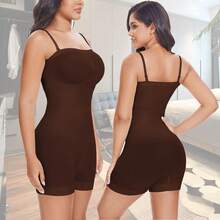 Women Strapless Body Shaper Bodysuit Shorts Tummy Control Slimming Underwear Shapewear With Removable Strap - Brown - View 6