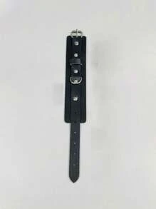 1/2pcs Fashionable Leather Bracelet With Square & Round Rivets, Non-Mainstream Punk Rock Style, Suitable For Daily Wear