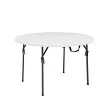 Mainstays 4 Foot Fold-In-Half Round Plastic Table, Indoor Outdoor, White - White - View 1