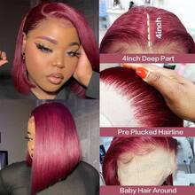 Lace Front Bob Wigs Human Hair 13x4 HD Lace Glueless Bob Wig Human Hair Short Straight Frontal Bob Wigs For Women Human Hair Pre Plucked With Baby Hair 200% Density 14 Inch - Natural Black - 查看 4