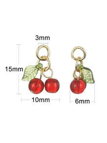 10 pièces Pendentifs de décoration de cerise, bijoux de cerise en fruits faits à la main, accessoires DIY, en plastique ABS, décoration d'été mignonne